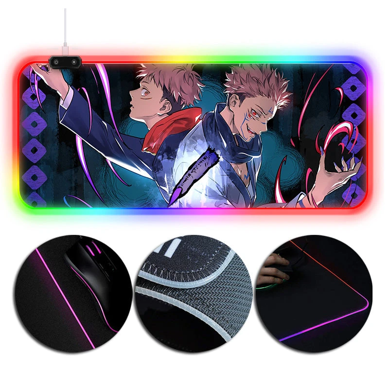 OneHeroSuits Sorcery Fight Creative RGB LED Gaming Mouse Pad Jujutsu Kaisen Double Life Printing 1 OneHeroSuits Sorcery Fight Creative RGB LED Gaming Mouse Pad Jujutsu Kaisen Double Life Printing