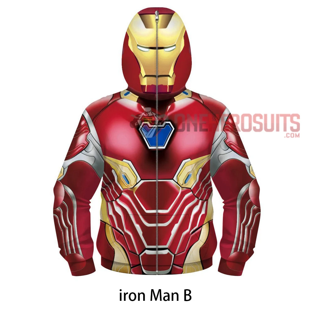 OneHeroSuits Kids Cosplay Kids Iron Man Creative 3D Printed Zip Hoodie 4 OneHeroSuits Kids Cosplay Kids Iron Man Creative 3D Printed Zip Hoodie