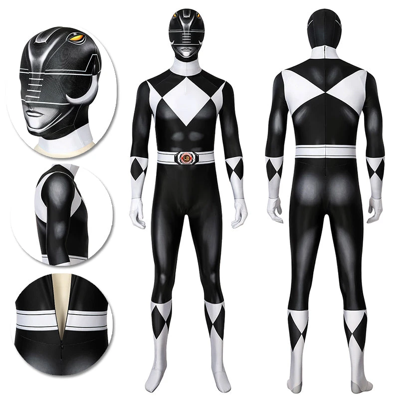 OneHeroSuits Black Power Rangers Suit Power Ranger Black Spandex Cosplay Costume 1 OneHeroSuits Black Power Rangers Suit Power Ranger Black Spandex Cosplay Costume