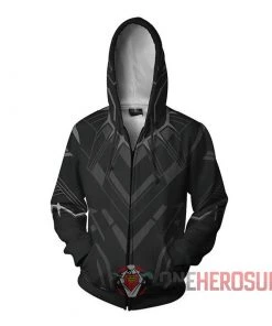 OneHeroSuits Black Panther Hoodies T Challa Printed Zip-Up Creative Printed Zip-Up Hooded Sweatshirt
