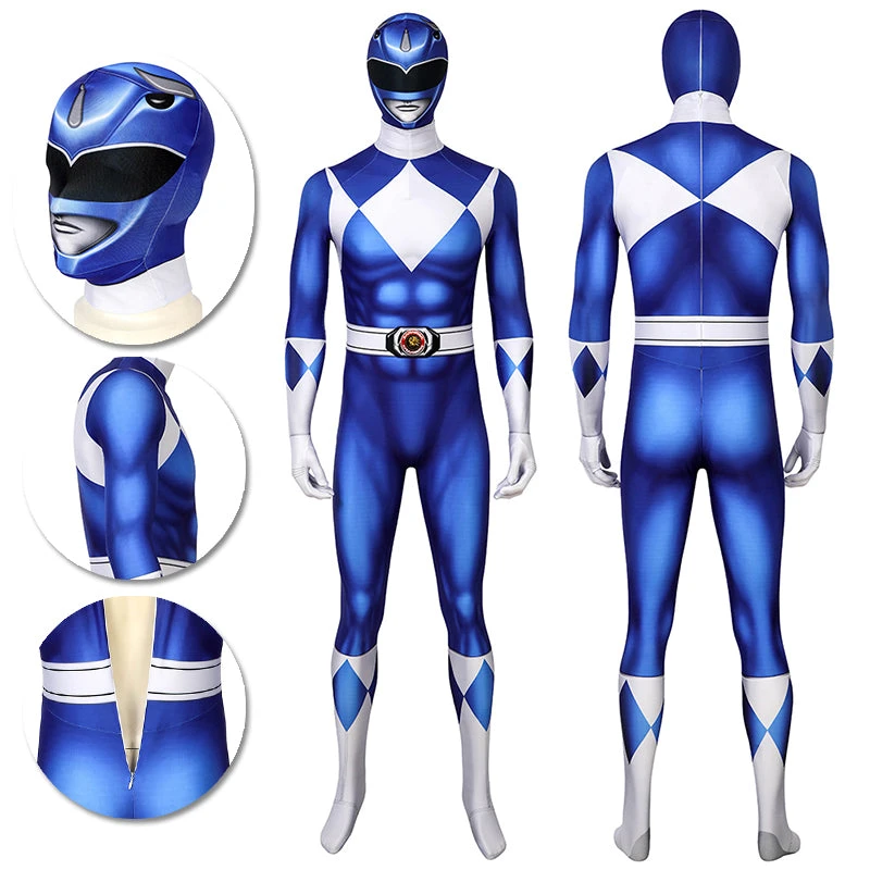 OneHeroSuits Expert-level Cosplay Bodysuit & Zentai Blue Power Ranger Cosplay Suit Spandex Power Rangers Costumes Lightweight 1 OneHeroSuits Expert-level Cosplay Bodysuit & Zentai Blue Power Ranger Cosplay Suit Spandex Power Rangers Costumes Lightweight