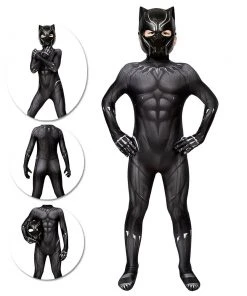 OneHeroSuits Expert-level Cosplay Bodysuit & Zentai Christmas Gifts For Kids Black Panther Cosplay Costume Children Black Panther BodySuit