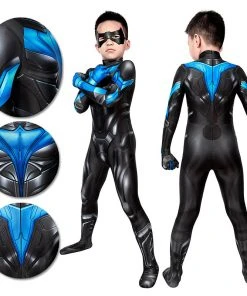 OneHeroSuits Gifts For Kids Titans Cosplay Suit Children Nightwing Blue Cosplay Bodysuit