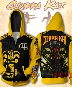 OneHeroSuits Cobra Kai Hoodies Yellow Cobra Creative Printed Hooded Sweatshirt