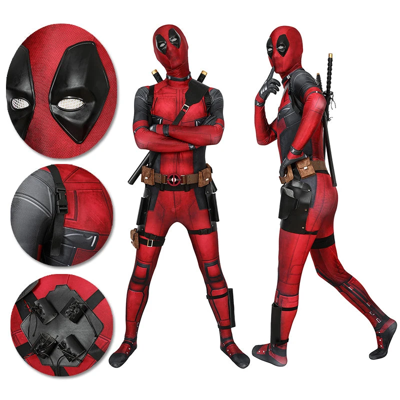 OneHeroSuits Deadpool Suit 3D Printed Spandex Deadpool Red Cosplay Costume Expert-level Cosplay Bodysuit & Zentai 1 OneHeroSuits Deadpool Suit 3D Printed Spandex Deadpool Red Cosplay Costume Expert-level Cosplay Bodysuit & Zentai