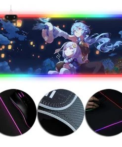 OneHeroSuits Genshin Impact Mouse Pad Ganyu And Qiqi Printed RGB Full Desktop Mouse Pad
