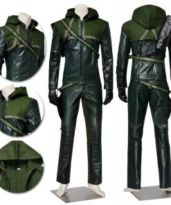 OneHeroSuits Green Arrow Cosplay Costume Oliver Queen Classic Green Hoodie