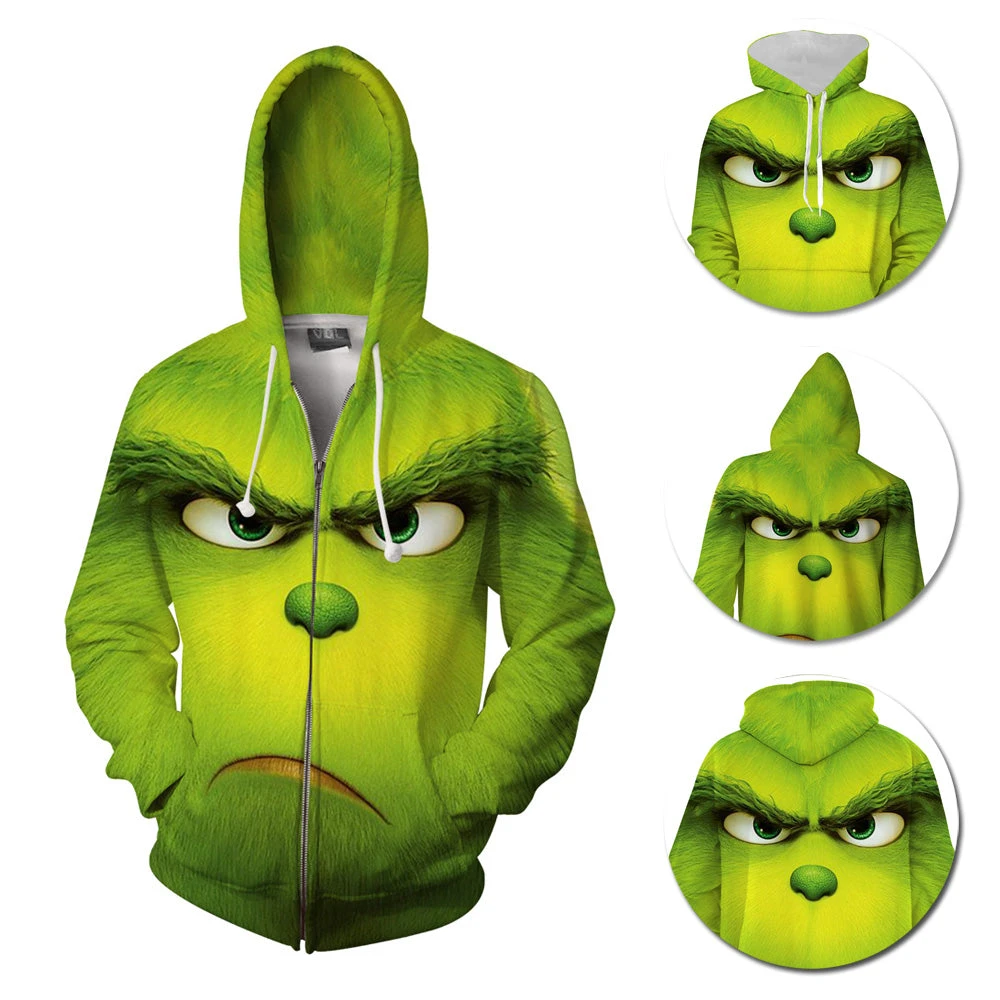 OneHeroSuits Grinch Hoodies How The Grinch Stole Christmas Creative Hooded Sweatshirt