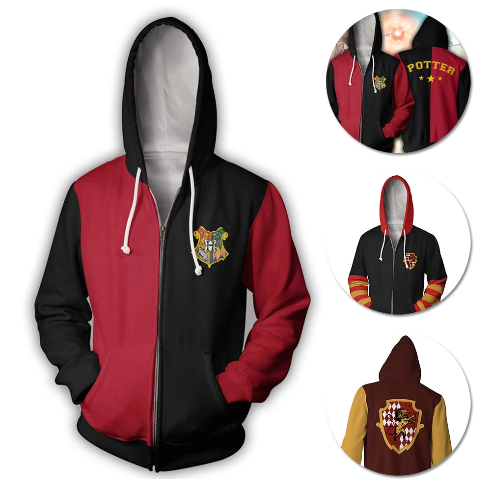 OneHeroSuits Harry Potter Hoodies Hogwarts School Of Witchcraft And Wizardry Cosplay Hooded Sweatshirt