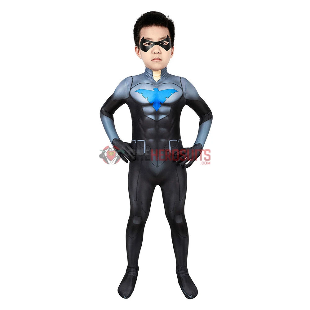 OneHeroSuits Kids Nightwing Cosplay Suit Comic Edition Creative Gifts For Children Expert-level Cosplay Bodysuit & Zentai 2 OneHeroSuits Kids Nightwing Cosplay Suit Comic Edition Creative Gifts For Children Expert-level Cosplay Bodysuit & Zentai