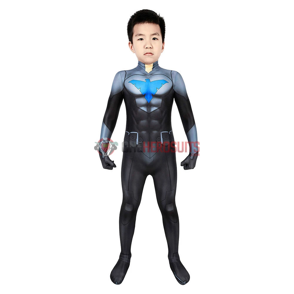 OneHeroSuits Kids Nightwing Cosplay Suit Comic Edition Creative Gifts For Children Expert-level Cosplay Bodysuit & Zentai 3 OneHeroSuits Kids Nightwing Cosplay Suit Comic Edition Creative Gifts For Children Expert-level Cosplay Bodysuit & Zentai