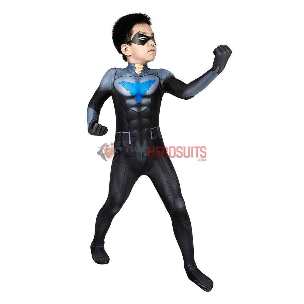 OneHeroSuits Kids Nightwing Cosplay Suit Comic Edition Creative Gifts For Children Expert-level Cosplay Bodysuit & Zentai 6 OneHeroSuits Kids Nightwing Cosplay Suit Comic Edition Creative Gifts For Children Expert-level Cosplay Bodysuit & Zentai