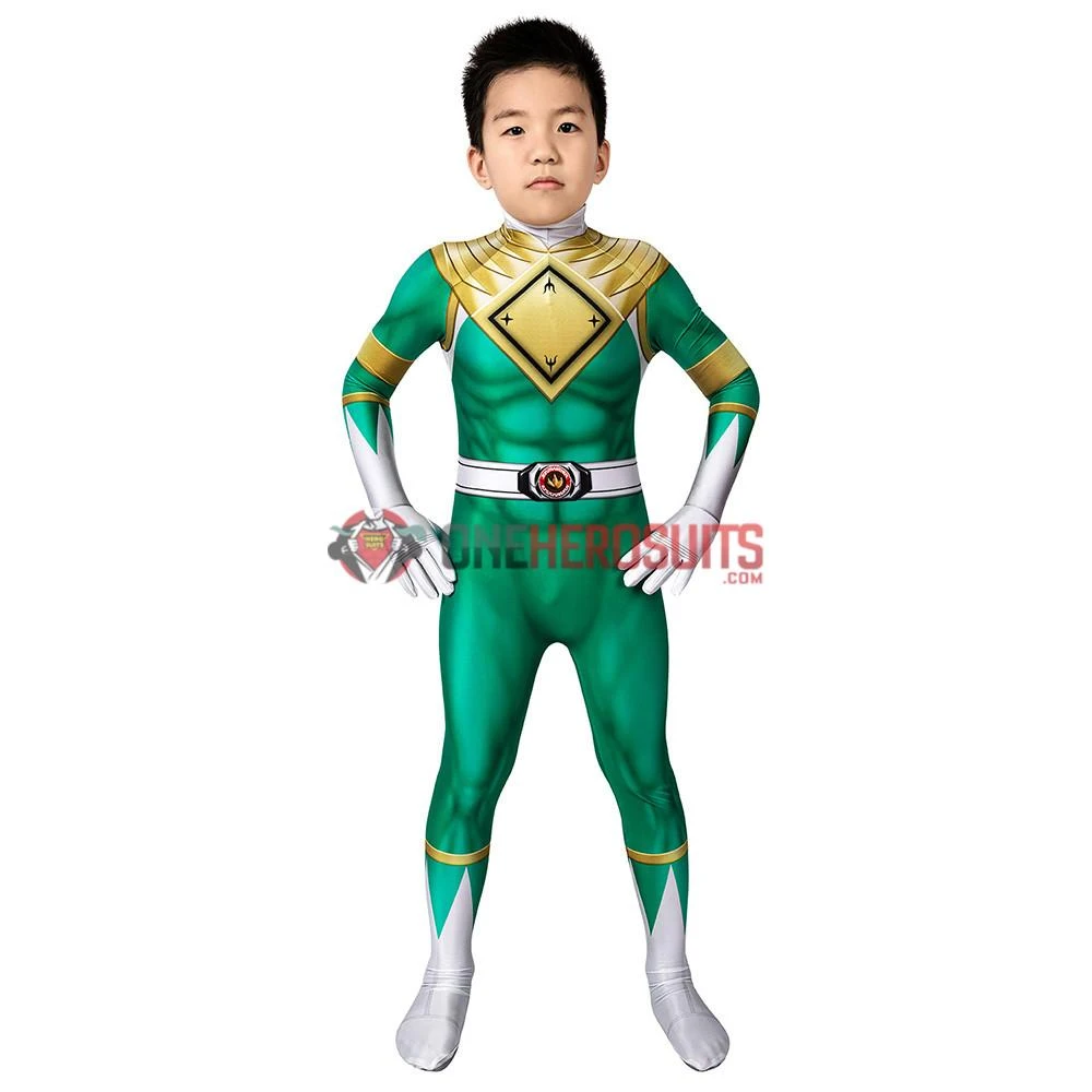 OneHeroSuits Kids Green Power Ranger Cosplay Suit Expert-level Cosplay Bodysuit & Zentai 5 OneHeroSuits Kids Green Power Ranger Cosplay Suit Expert-level Cosplay Bodysuit & Zentai