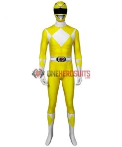 OneHeroSuits Yellow Power Ranger Suit Spandex Power Rangers Costumes Printed Edition Expert-level Cosplay Bodysuit & Zentai