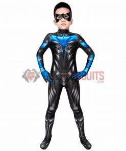 OneHeroSuits Gifts For Kids Titans Cosplay Suit Children Nightwing Blue Cosplay Bodysuit