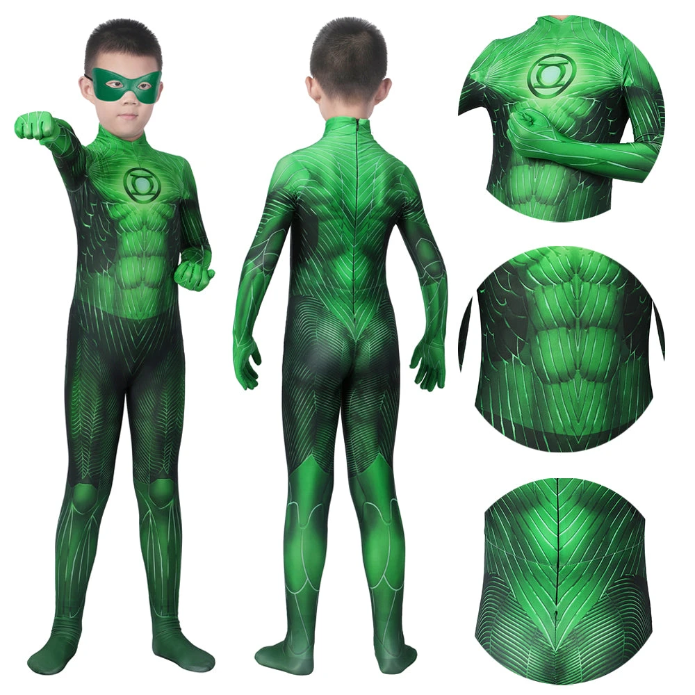 OneHeroSuits Kids Green Lantern Cosplay Costume Hal Jordan Jumpsuit Expert-level Cosplay Bodysuit & Zentai 1 OneHeroSuits Kids Green Lantern Cosplay Costume Hal Jordan Jumpsuit Expert-level Cosplay Bodysuit & Zentai