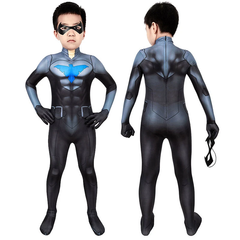 OneHeroSuits Kids Nightwing Cosplay Suit Comic Edition Creative Gifts For Children Expert-level Cosplay Bodysuit & Zentai 1 OneHeroSuits Kids Nightwing Cosplay Suit Comic Edition Creative Gifts For Children Expert-level Cosplay Bodysuit & Zentai