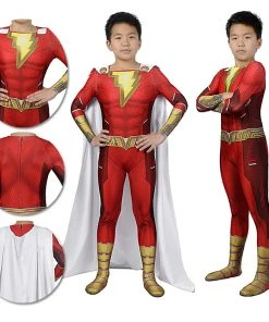 OneHeroSuits Kids Shazam Cosplay Suit Fury Of The Gods Spandex BodySuit Entry-level Cosplay Bodysuit & Zentai