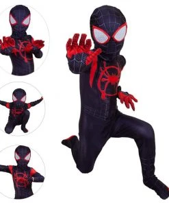 OneHeroSuits Zentai/Jumpsuit Kids Miles Morales Cosplay Suit Into The Spider Verse Spandex BodySuit