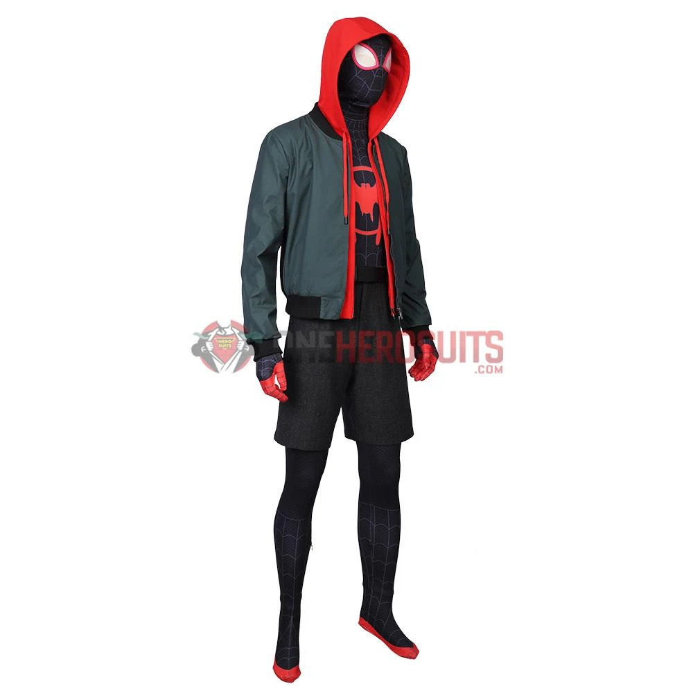 OneHeroSuits Miles Morales Cosplay Costumes Spider Man Into The Spider Verse Miles Green Coat 4 OneHeroSuits Miles Morales Cosplay Costumes Spider Man Into The Spider Verse Miles Green Coat