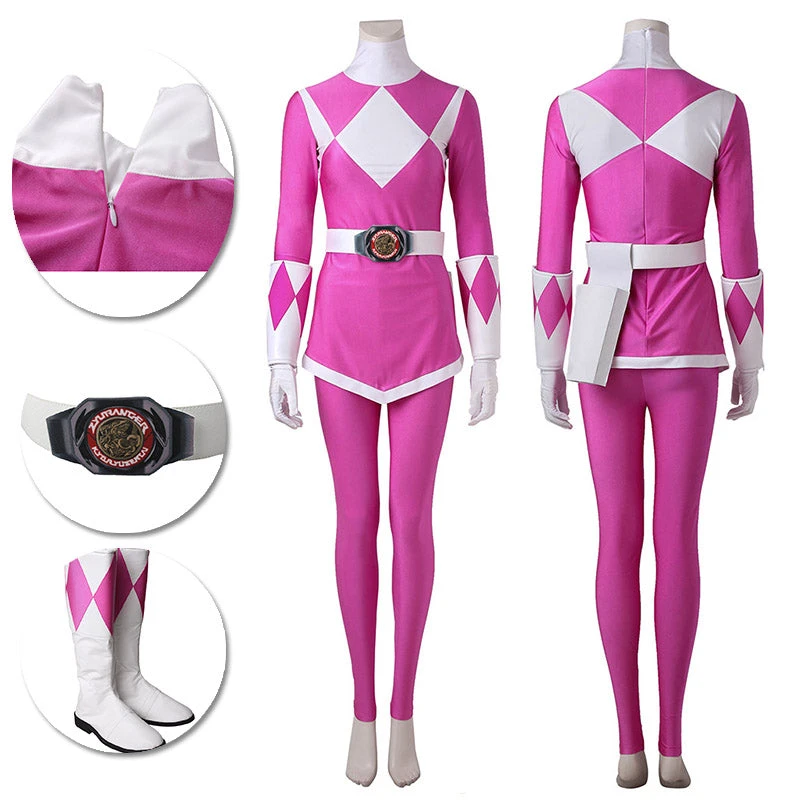OneHeroSuits Costumes Pterosaur Pink Ranger Cosplay Costume Mighty Morphin Power Rangers Suit