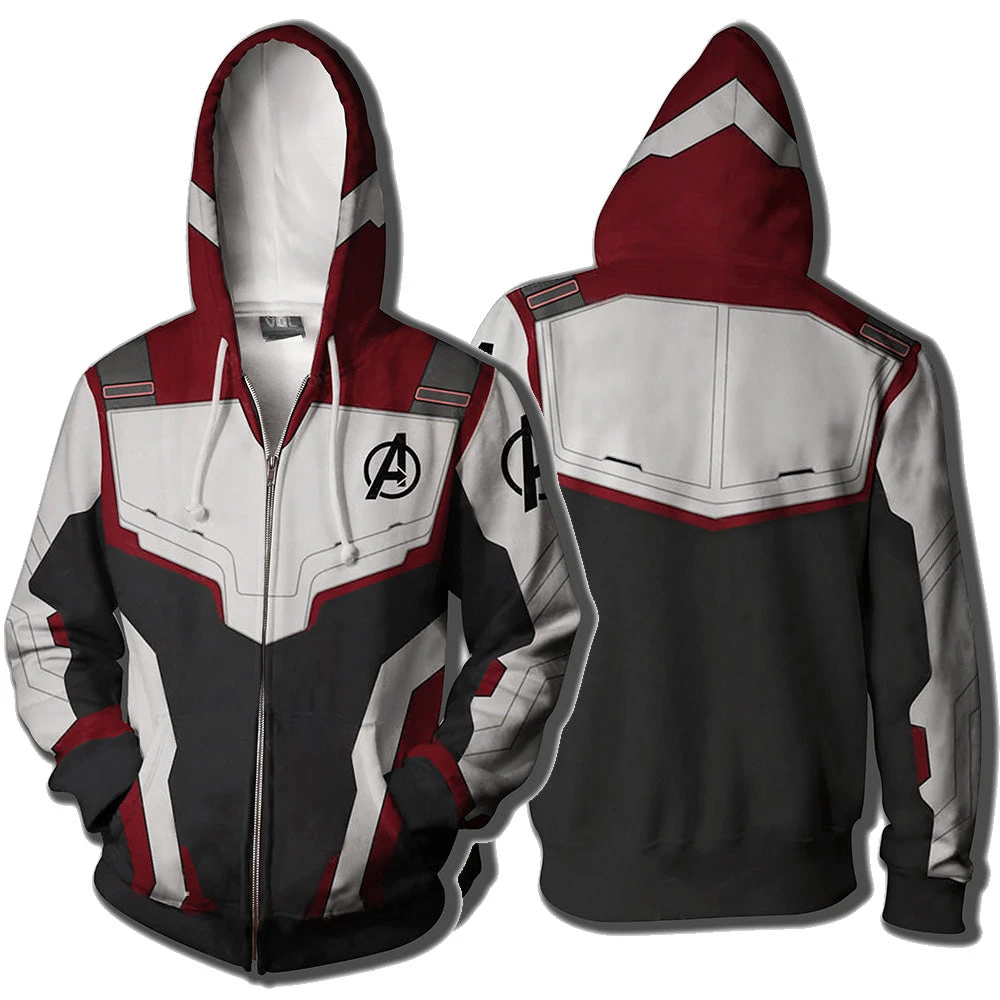 OneHeroSuits Quantum Suits Hoodies Avengers Endgame Creative Printed Zip-up Hooded Sweatshirt