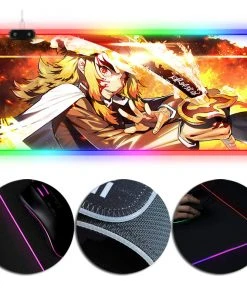 OneHeroSuits RGB Lighting X-Large Mousepad Demon Slayer Flame Pillar Kyojuro Rengoku Creative Printed