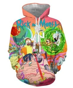 OneHeroSuits Cozy Hoodies Rick And Morty Hoodies Creative 3D Print Pullover Hooded Sweatshirt Ver.1