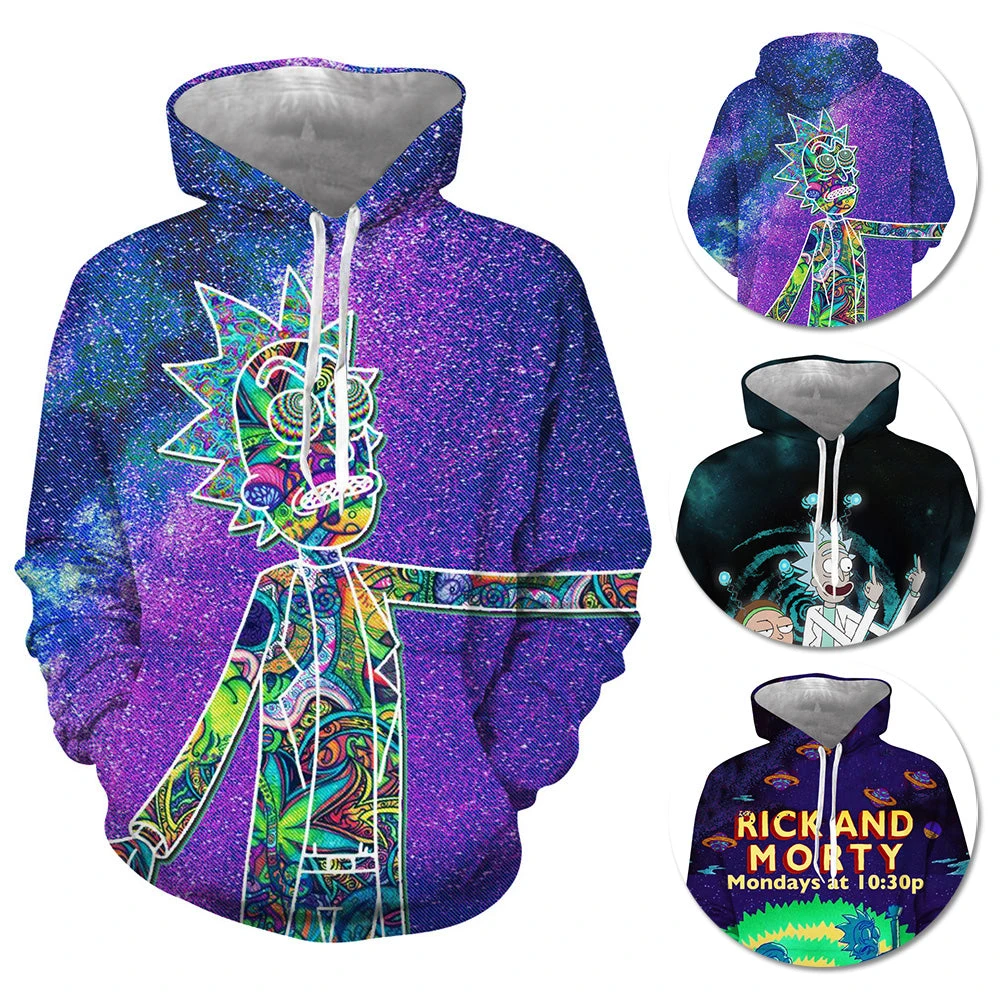 OneHeroSuits Rick And Morty Hoodies Creative 3D Print Pullover Hooded Sweatshirt Rainbow Edition