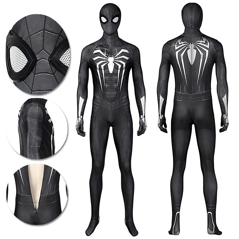OneHeroSuits Spider Man Miles Morales PS5 Cosplay Suit Symbiote Black Spandex Bodysuit 1 OneHeroSuits Spider Man Miles Morales PS5 Cosplay Suit Symbiote Black Spandex Bodysuit