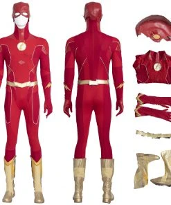 OneHeroSuits The Flash S8 Barry Allen Cosplay Costumes With Golden Boots