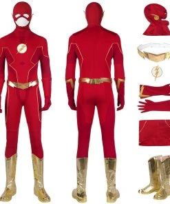 OneHeroSuits The Flash Season 8 Cosplay Costumes With Gold Boots