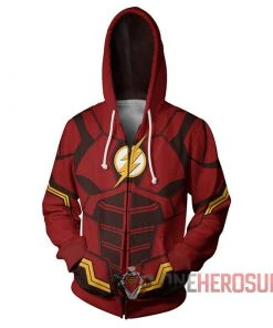 OneHeroSuits Cozy Hoodies The Flash Hoodie Barry Allen Red Creative Printed Zip-Up Hooded Sweatshirt