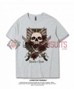 OneHeroSuits Attack On Titan Creative Print Anime Skeleton T-shirt