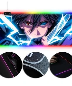 OneHeroSuits RGB Gaming Mouse Pad Sasuke Sharingan Rinnegan Eyes Lightning Printing Extra Large