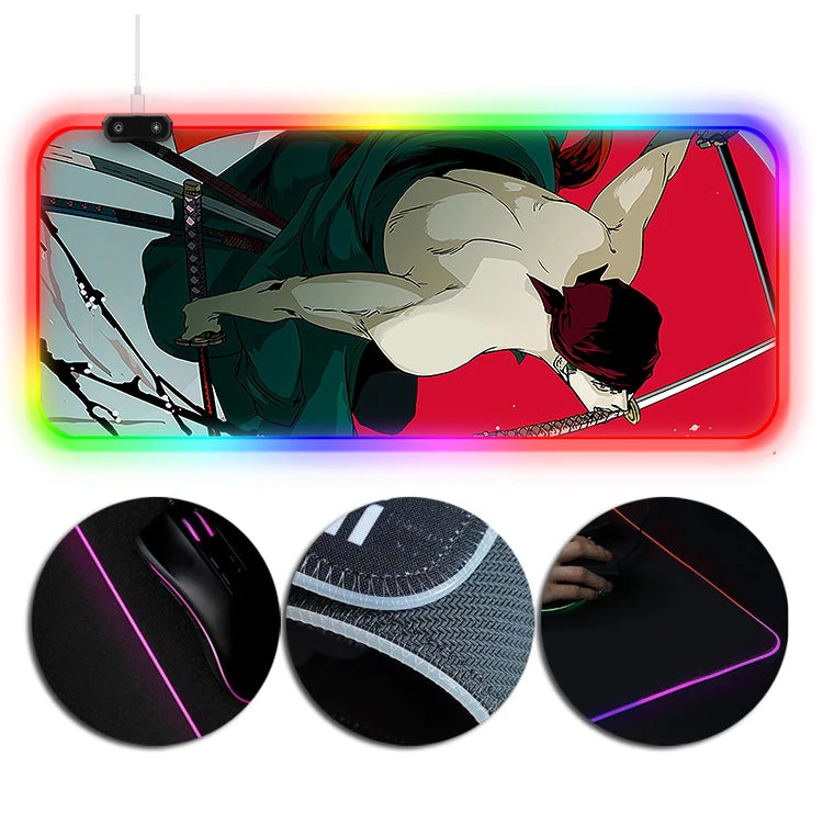 OneHeroSuits RGB Gaming Mouse Pad Extra Large One Piece Zoro Katana 3 Sword Printing 1 OneHeroSuits RGB Gaming Mouse Pad Extra Large One Piece Zoro Katana 3 Sword Printing