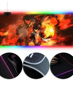 OneHeroSuits Portgas D. Ace Printing RGB Gaming Mouse Pad Straw Hat Pirates Extra Large