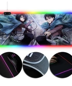 OneHeroSuits RGB LED Gaming Mouse Pad Extra Large Mikasa Ackerman And Captain Levi Creative Printing