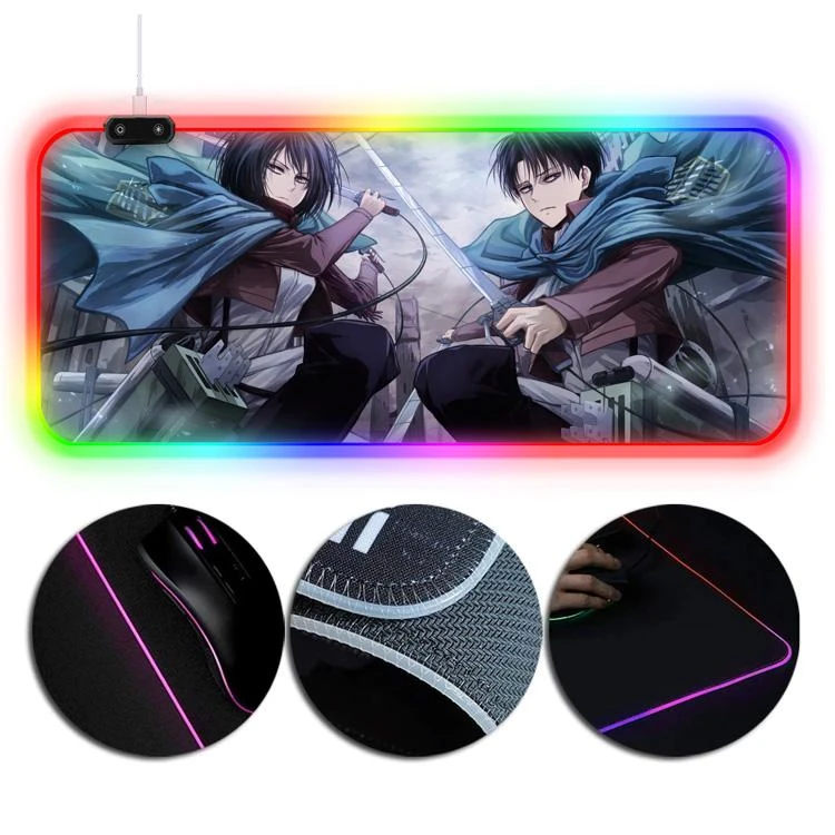 OneHeroSuits RGB LED Gaming Mouse Pad Extra Large Mikasa Ackerman And Captain Levi Creative Printing 1 OneHeroSuits RGB LED Gaming Mouse Pad Extra Large Mikasa Ackerman And Captain Levi Creative Printing