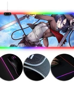 OneHeroSuits Attack On Titan Mikasa Ackerman Printing RGB Gaming Mouse Pad Extra Large