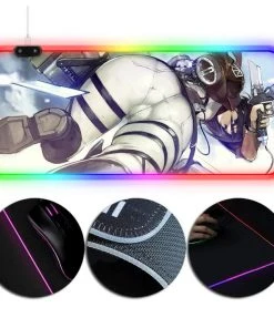 OneHeroSuits RGB LED Gaming Mouse Pad Extra Large Mikasa Ackerman Creative Printing