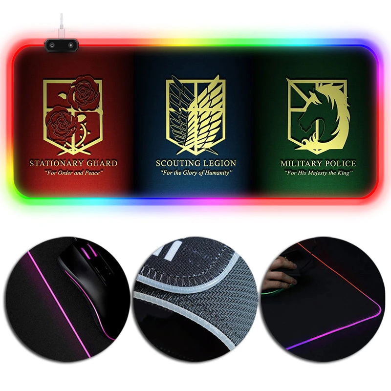 OneHeroSuits Attack On Titan Logo Printed LED Mouse Pad Large Extended Mousepad Full Desktop 1 OneHeroSuits Attack On Titan Logo Printed LED Mouse Pad Large Extended Mousepad Full Desktop