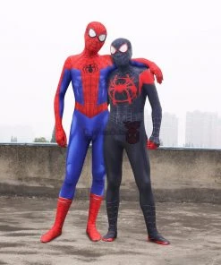 OneHeroSuits Miles Morales Spandex Suit Halloween Black Spider Cosplay Bodysuit