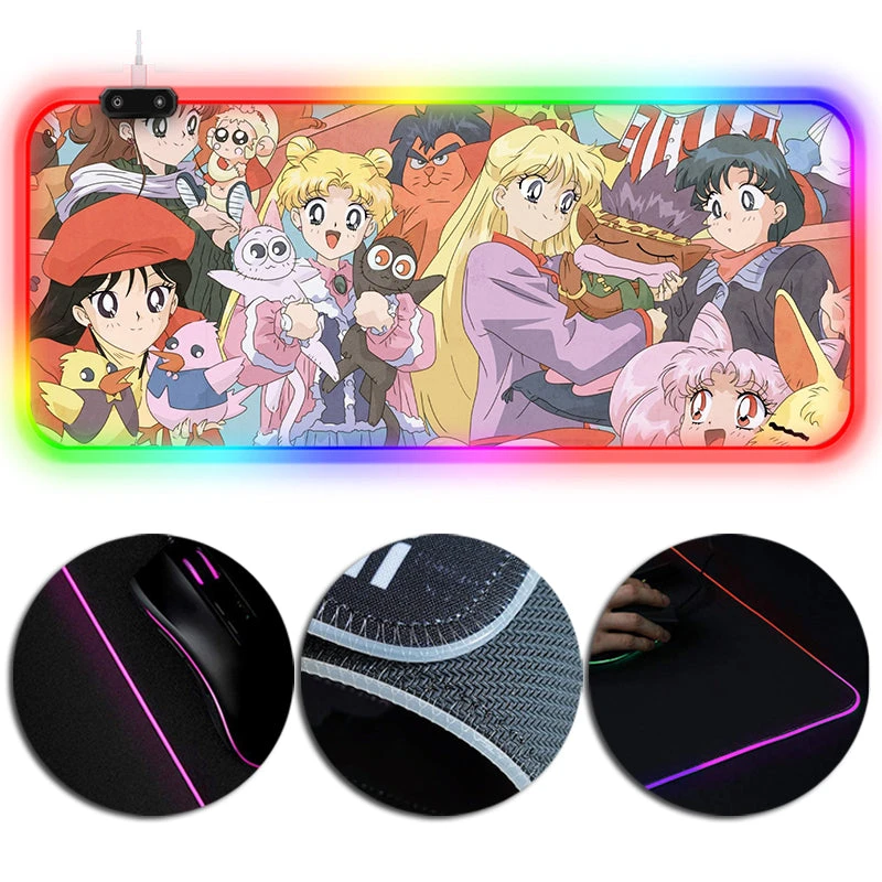 OneHeroSuits Sailor Moon LED Mouse Pad Creative Painting Large Extended Mousepad 1 OneHeroSuits Sailor Moon LED Mouse Pad Creative Painting Large Extended Mousepad