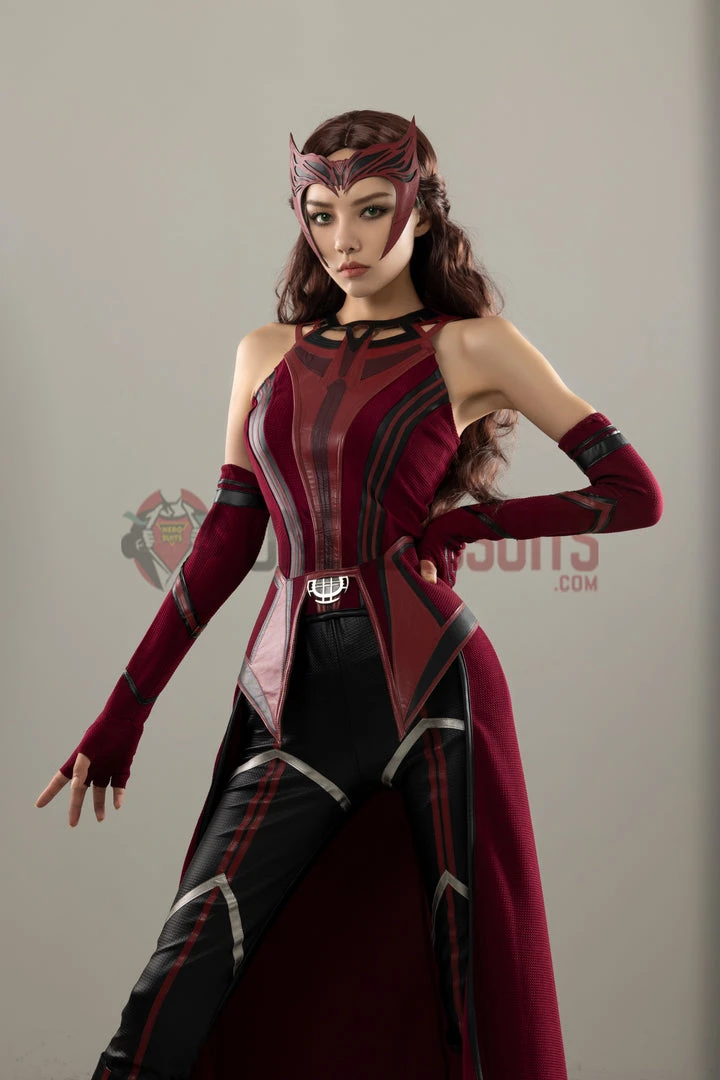 OneHeroSuits Wandavision Scarlet Witch Cosplay Costumes Halloween Carnival Set 4 OneHeroSuits Wandavision Scarlet Witch Cosplay Costumes Halloween Carnival Set