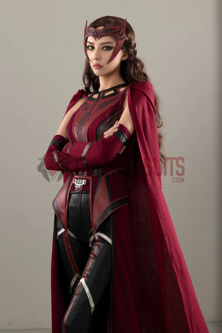 OneHeroSuits Wandavision Scarlet Witch Cosplay Costumes Halloween Carnival Set 5 OneHeroSuits Wandavision Scarlet Witch Cosplay Costumes Halloween Carnival Set