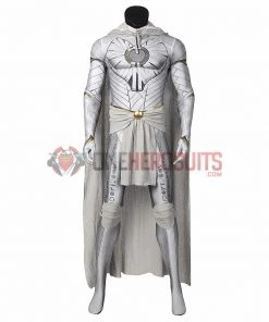 OneHeroSuits Moon Knight Cosplay Costumes White Spandex Bodysuit With Cloak