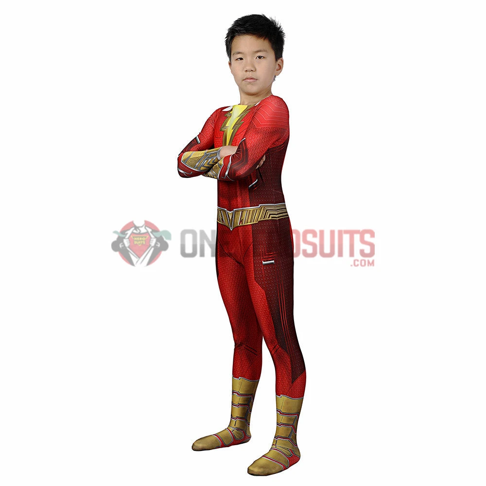 OneHeroSuits Kids Shazam Cosplay Suit Fury Of The Gods Spandex BodySuit Entry-level Cosplay Bodysuit & Zentai 7 OneHeroSuits Kids Shazam Cosplay Suit Fury Of The Gods Spandex BodySuit Entry-level Cosplay Bodysuit & Zentai