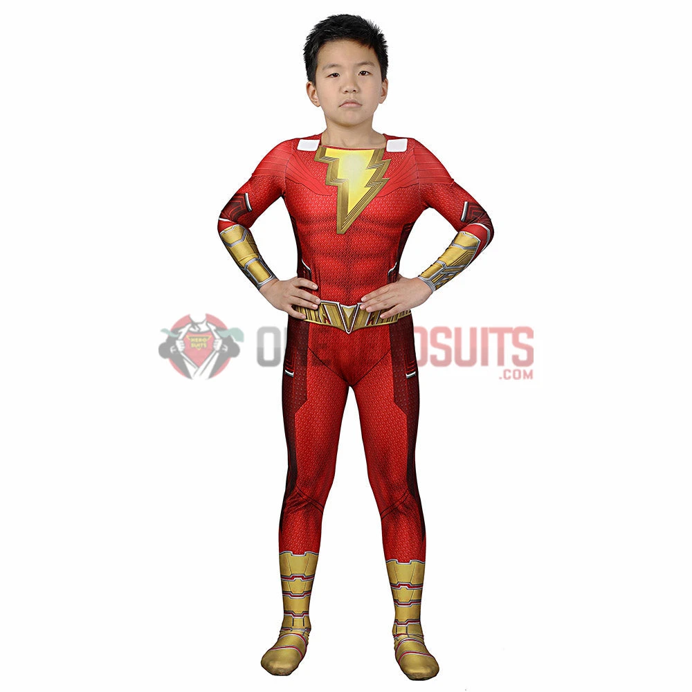 OneHeroSuits Kids Shazam Cosplay Suit Fury Of The Gods Spandex BodySuit Entry-level Cosplay Bodysuit & Zentai 6 OneHeroSuits Kids Shazam Cosplay Suit Fury Of The Gods Spandex BodySuit Entry-level Cosplay Bodysuit & Zentai