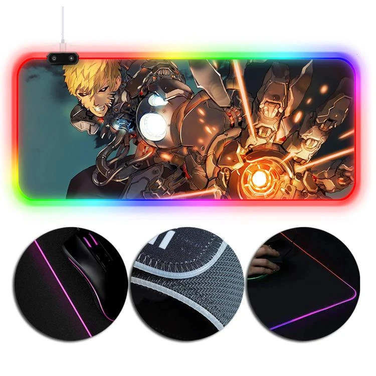 OneHeroSuits RGB Gaming Mouse Pad One-Punch Man Demon Cyborg Genos Printing 1 OneHeroSuits RGB Gaming Mouse Pad One-Punch Man Demon Cyborg Genos Printing